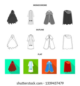 Vector design of material and clothing icon. Collection of material and garment stock symbol for web.