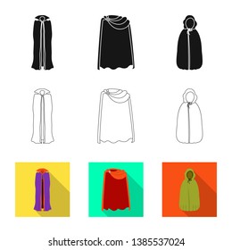 Vector design of material and clothing icon. Collection of material and garment stock symbol for web.