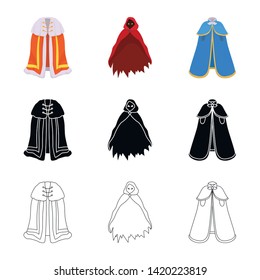Vector design of material and clothing icon. Set of material and garment stock vector illustration.