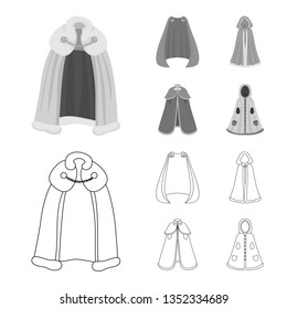 Vector design of material and clothing logo. Set of material and garment stock symbol for web.