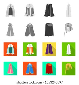 Vector design of material and clothing logo. Set of material and garment vector icon for stock.