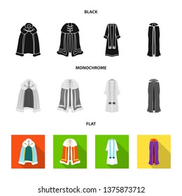 Vector design of material and clothing logo. Set of material and garment vector icon for stock.
