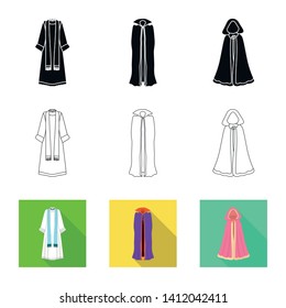 Vector design of material and clothing logo. Collection of material and garment vector icon for stock.