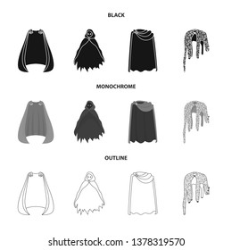 Vector design of material and clothing sign. Collection of material and garment stock vector illustration.