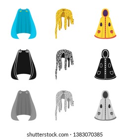 Vector design of material and clothing sign. Collection of material and garment vector icon for stock.