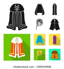 Vector design of material and clothing sign. Set of material and garment stock symbol for web.