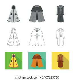 Vector design of material and clothing sign. Set of material and garment vector icon for stock.