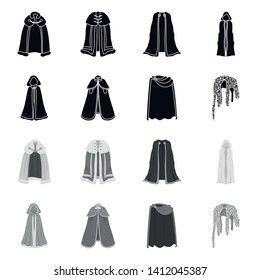Vector design of material and clothing sign. Collection of material and garment stock vector illustration.