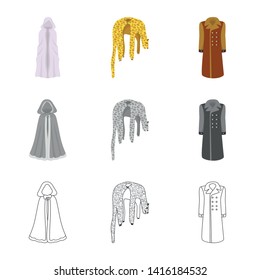 Vector design of material and clothing sign. Set of material and garment vector icon for stock.