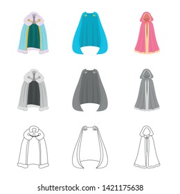 Vector design of material and clothing sign. Collection of material and garment stock symbol for web.