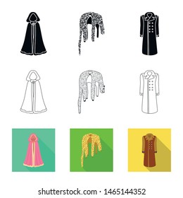 Vector design of material and clothing sign. Set of material and garment vector icon for stock.