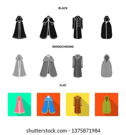 Vector design of material and clothing symbol. Collection of material and garment stock symbol for web.