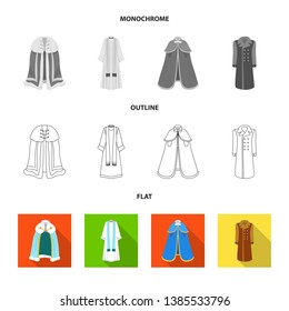 Vector design of material and clothing symbol. Set of material and garment stock symbol for web.