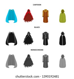 Vector design of material and clothing symbol. Collection of material and garment stock symbol for web.