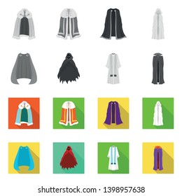 Vector design of material and clothing symbol. Collection of material and garment stock symbol for web.