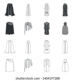 Vector design of material and clothing symbol. Collection of material and garment stock symbol for web.