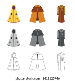 Vector design of material and clothing symbol. Set of material and garment stock vector illustration.