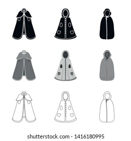 Vector design of material and clothing symbol. Set of material and garment vector icon for stock.