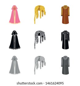 Vector design of material and clothing symbol. Collection of material and garment vector icon for stock.