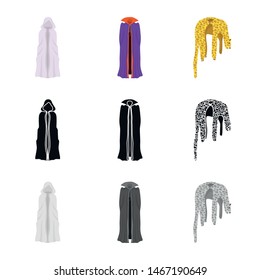 Vector design of material and clothing symbol. Set of material and garment stock symbol for web.