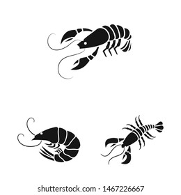 Vector design of meat and delicacy icon. Collection of meat and crab stock symbol for web.