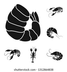 Vector design of meat and delicacy logo. Set of meat and crab stock vector illustration.