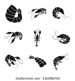 Vector design of meat and delicacy symbol. Set of meat and crab stock vector illustration.
