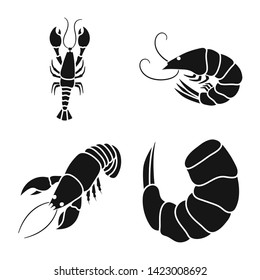 Vector design of meat and delicacy symbol. Set of meat and crab stock symbol for web.