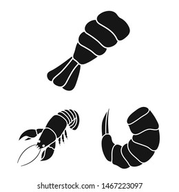 Vector design of meat and delicacy symbol. Set of meat and crab vector icon for stock.