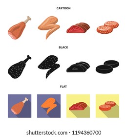 Vector design of meat and ham icon. Collection of meat and cooking vector icon for stock.