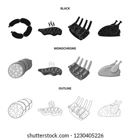 Vector design of meat and ham icon. Collection of meat and cooking vector icon for stock.