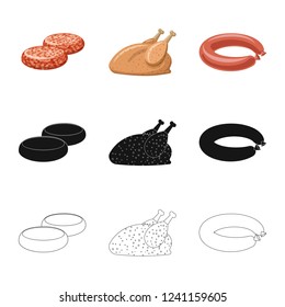 Vector design of meat and ham icon. Collection of meat and cooking vector icon for stock.