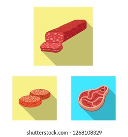 Vector design of meat and ham icon. Collection of meat and cooking stock vector illustration.