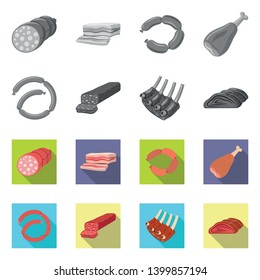 Vector design of meat and ham icon. Collection of meat and cooking vector icon for stock.