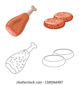 Vector design of meat and ham logo. Collection of meat and cooking vector icon for stock.