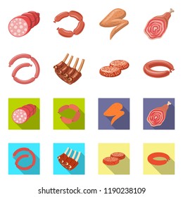 Vector design of meat and ham logo. Collection of meat and cooking vector icon for stock.