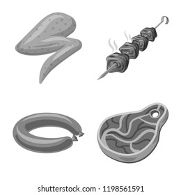 Vector design of meat and ham logo. Set of meat and cooking stock symbol for web.