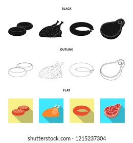 Vector design of meat and ham logo. Collection of meat and cooking stock symbol for web.