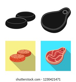 Vector design of meat and ham logo. Set of meat and cooking stock symbol for web.