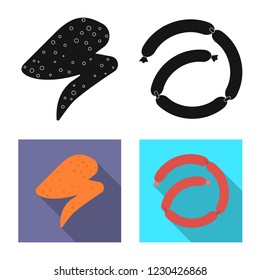 Vector design of meat and ham logo. Set of meat and cooking vector icon for stock.