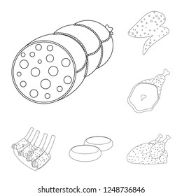 Vector design of meat and ham logo. Set of meat and cooking stock symbol for web.