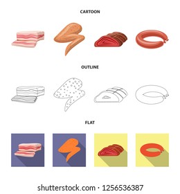 Vector design of meat and ham logo. Collection of meat and cooking stock vector illustration.