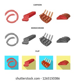 Vector design of meat and ham logo. Collection of meat and cooking vector icon for stock.