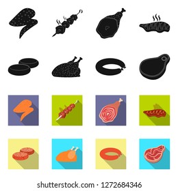Vector design of meat and ham logo. Collection of meat and cooking stock vector illustration.