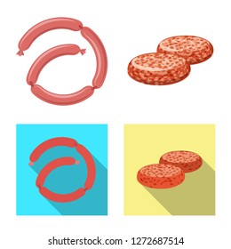 Vector design of meat and ham logo. Collection of meat and cooking vector icon for stock.