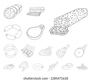 Vector design of meat and ham logo. Collection of meat and cooking stock symbol for web.
