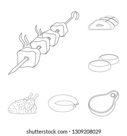 Vector design of meat and ham logo. Collection of meat and cooking stock symbol for web.