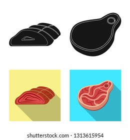 Vector design of meat and ham logo. Set of meat and cooking stock symbol for web.