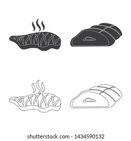 Vector design of meat and ham logo. Collection of meat and cooking stock symbol for web.