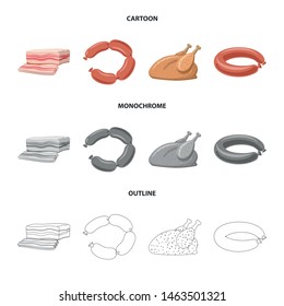 Vector design of meat and ham logo. Set of meat and cooking stock symbol for web.